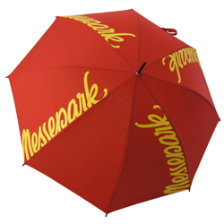 Regenschirm doppelte Bespannung rot gelb Messepark